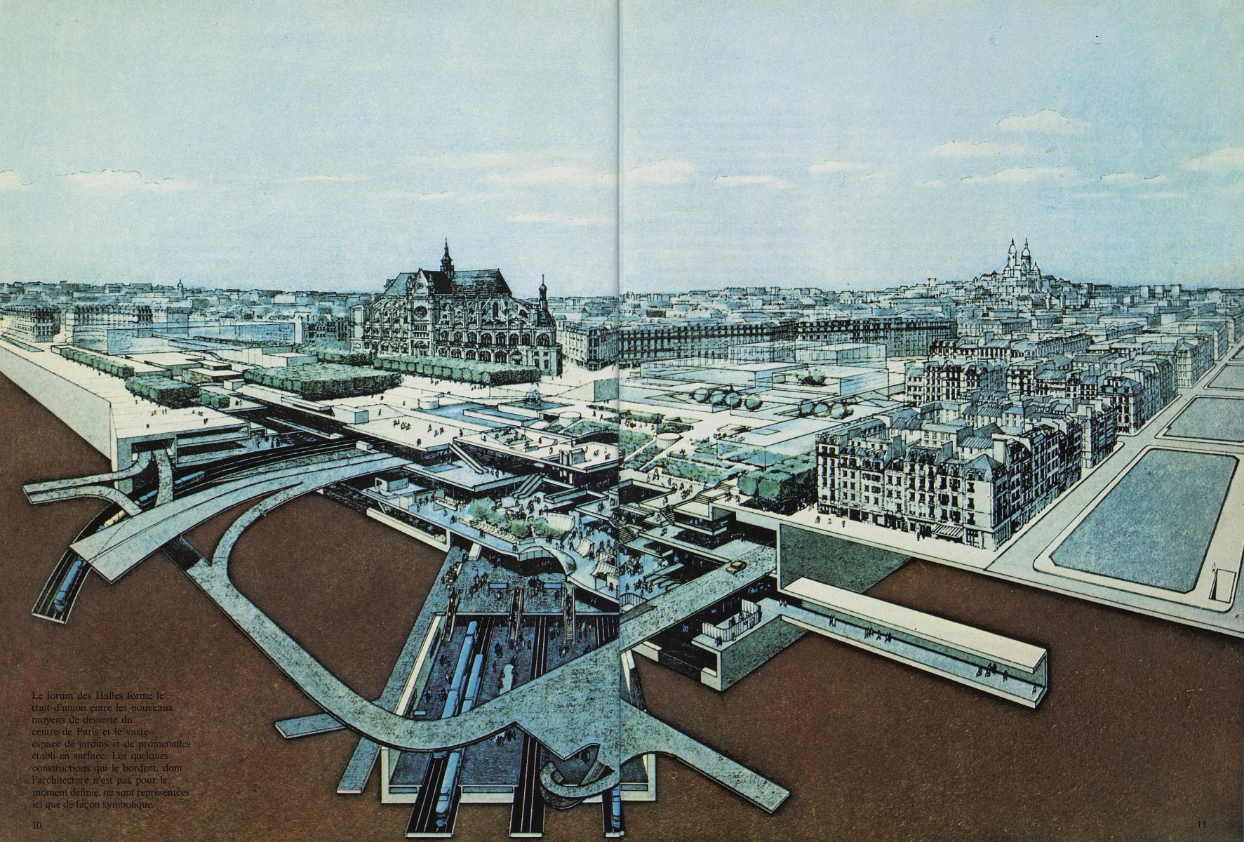 Coupe perspective sur le projet des Halles © Doc. Apur / Semah - Ville de Paris