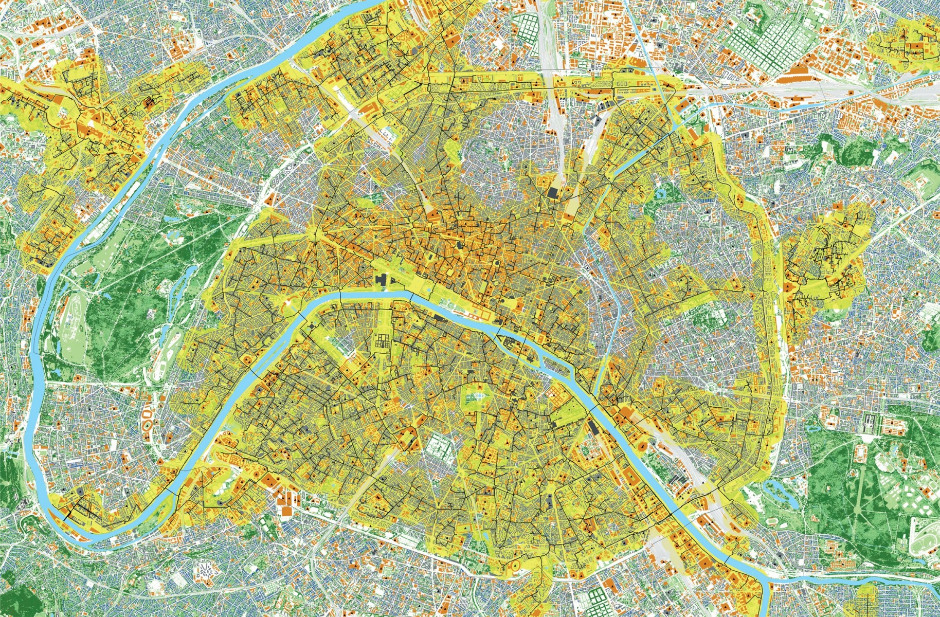 Carte : Paris 2050, climat air et énergie © Apur