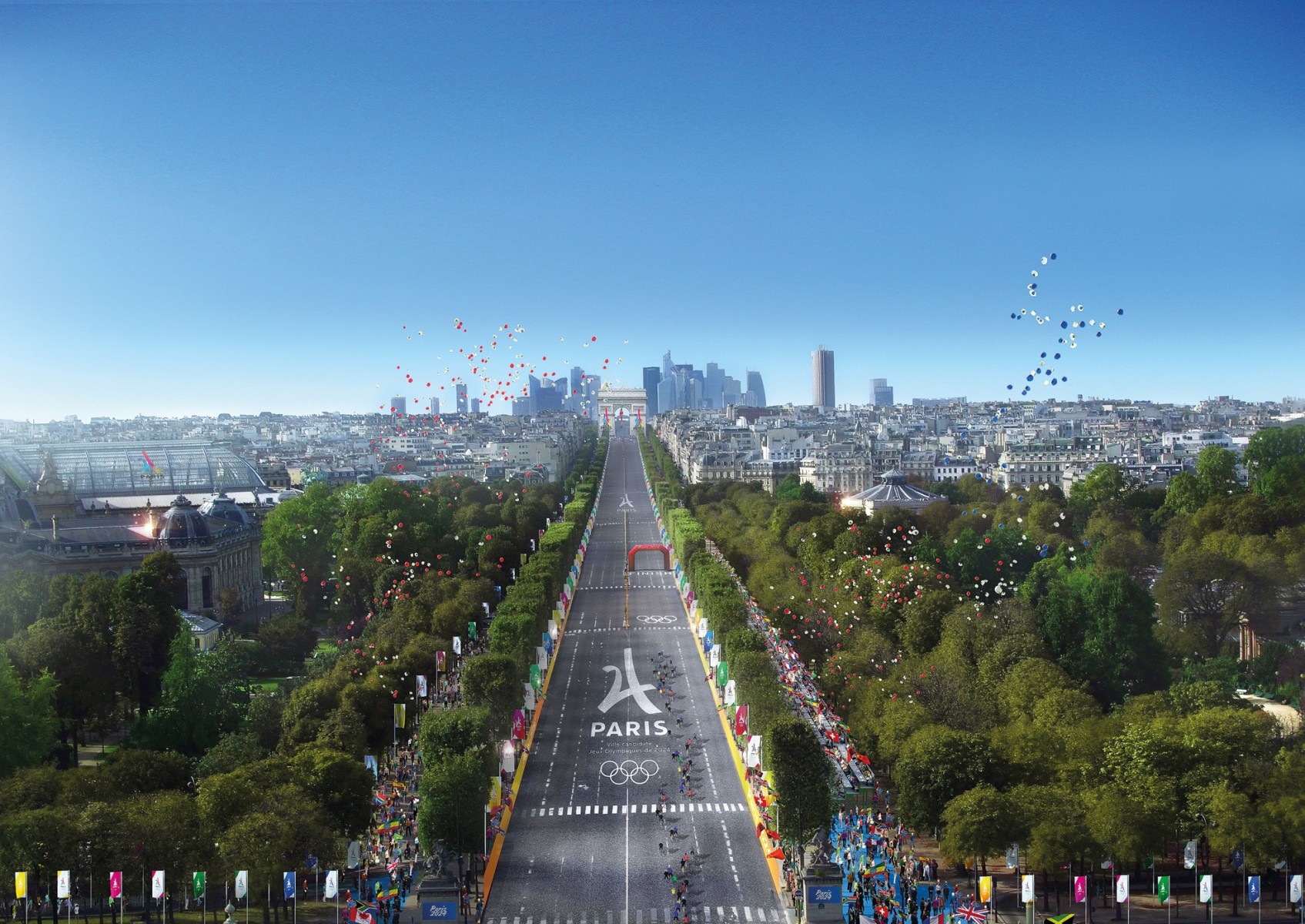 Un exemple de grand site temporaire iconique : les Champs-Elysées © Paris2024 - Luxigon